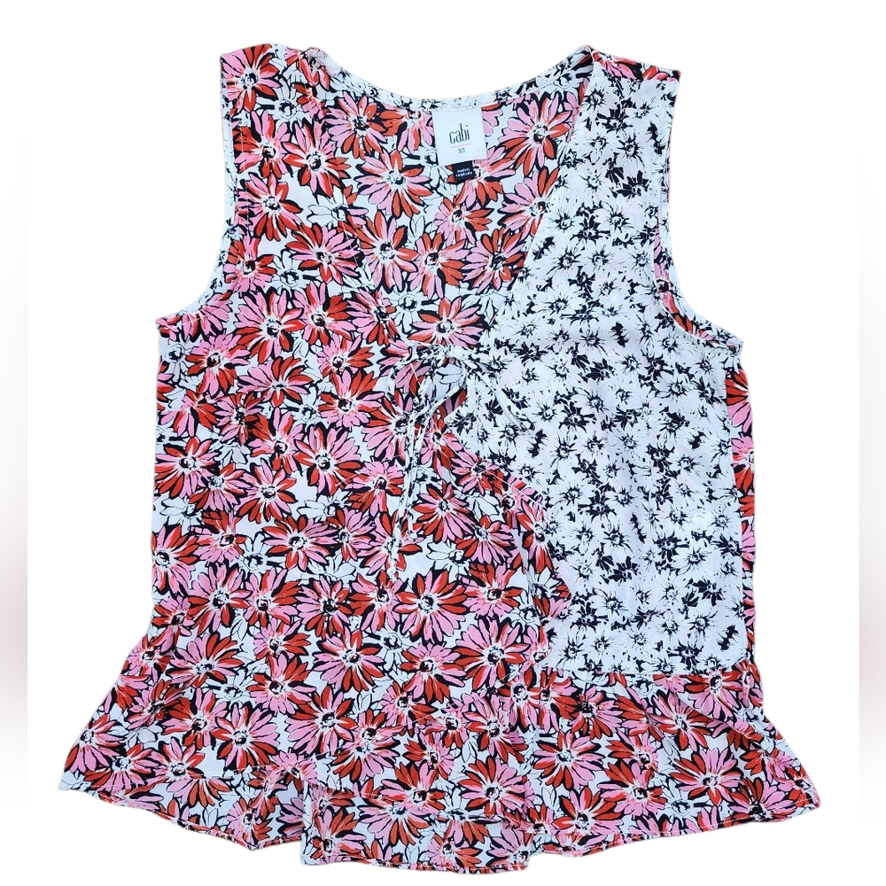 CABI floral tank top, peplum, size XS